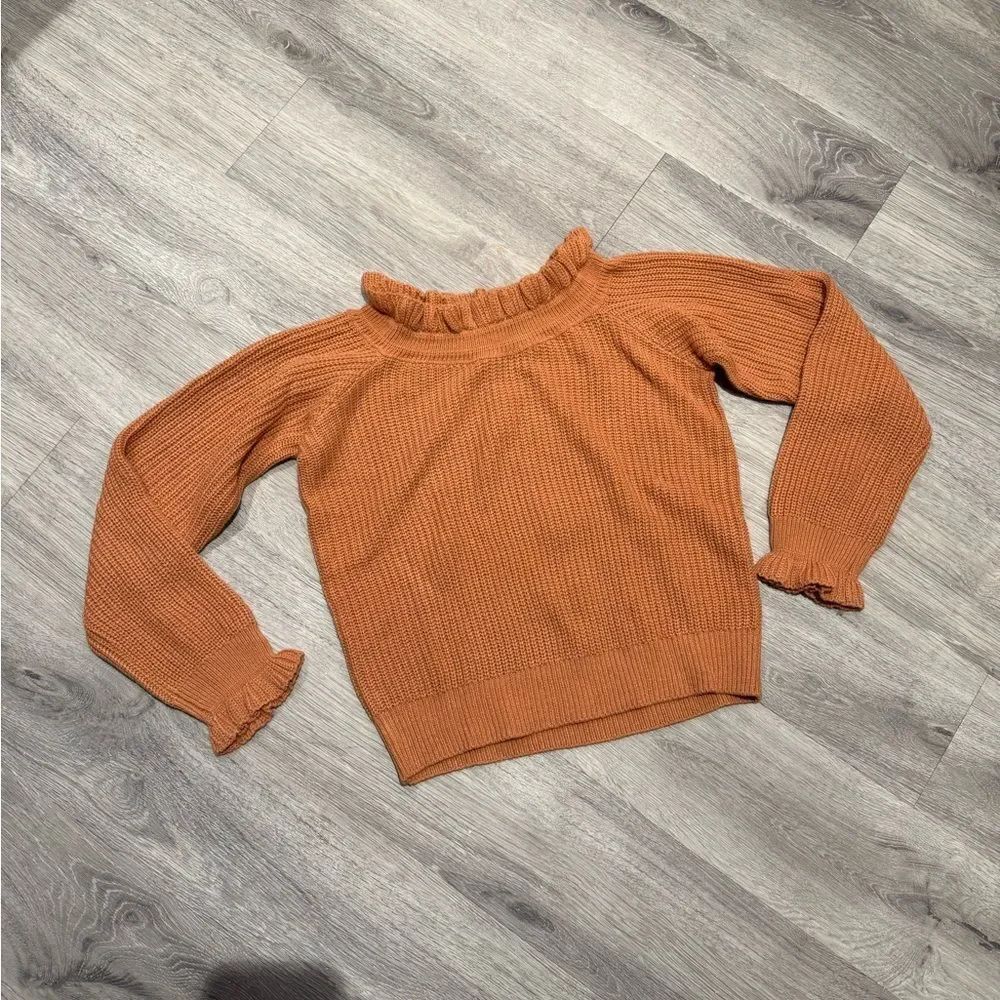 Lulus Burnt Orange Off-the-Shoulder Ruffled Neck Sweater